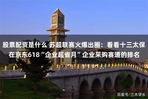 股票配资是什么 苏超联赛火爆出圈：看看十三太保在京东618“企业超省月”企业采购赛道的排名