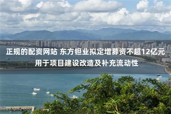 正规的配资网站 东方钽业拟定增募资不超12亿元 用于项目建设改造及补充流动性
