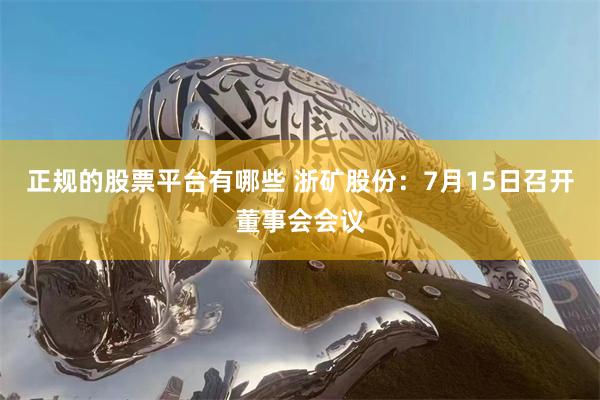 正规的股票平台有哪些 浙矿股份：7月15日召开董事会会议
