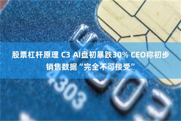 股票杠杆原理 C3 AI盘初暴跌30% CEO称初步销售数据“完全不可接受”